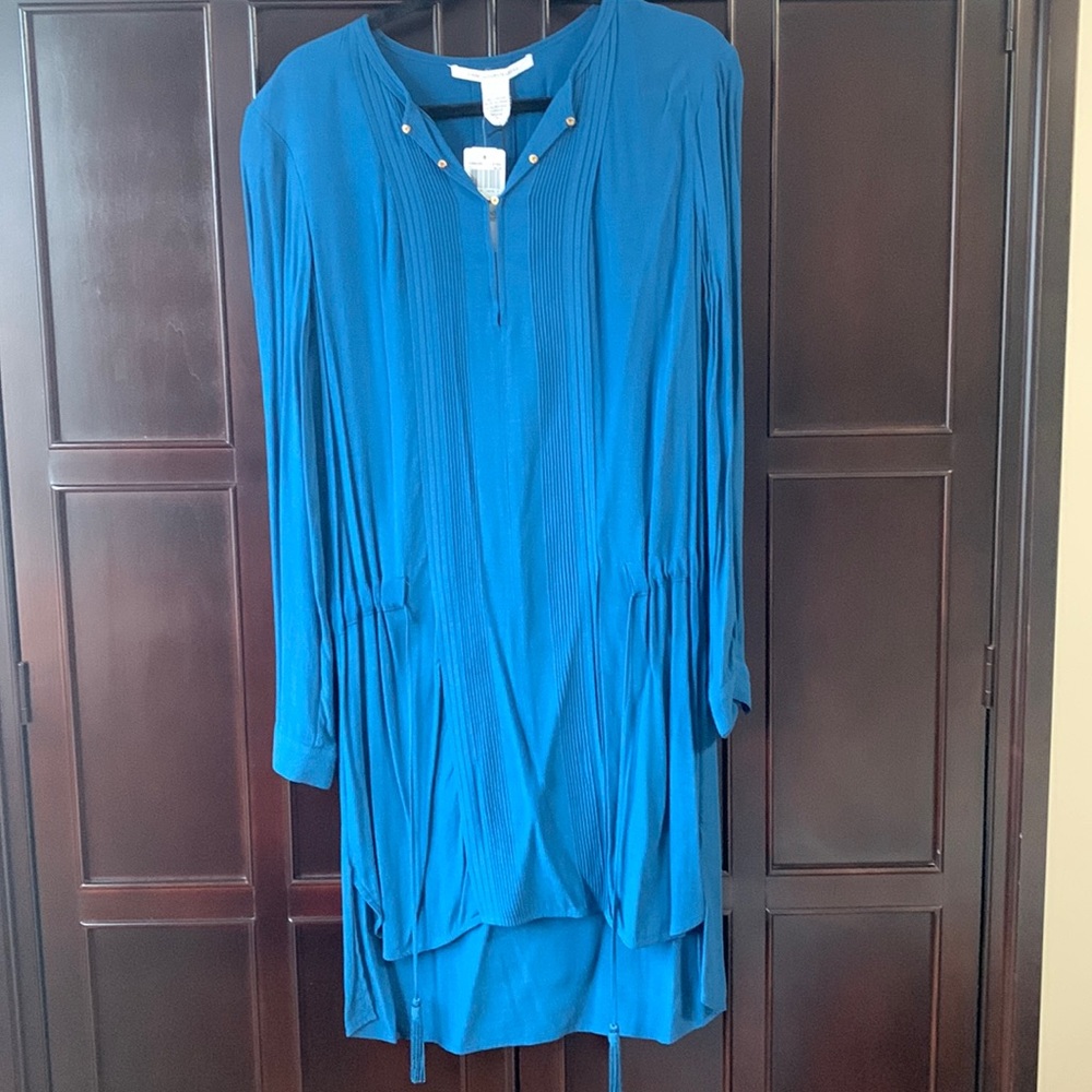 Diane Von Furstenberg Sliced Dress In Steel Blue - Size 6